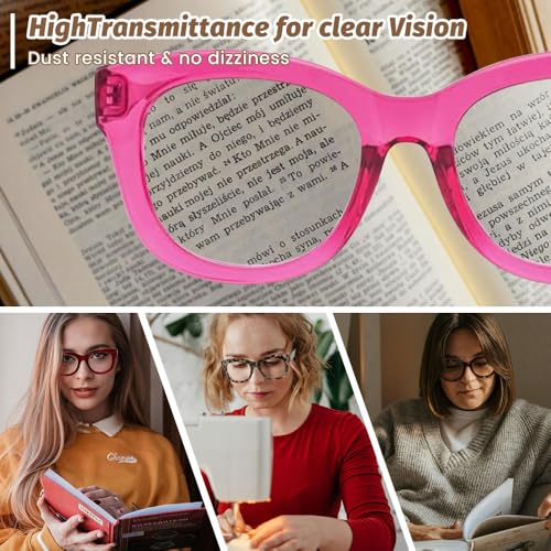 Image of JiSoo Oversized Reading Glasses for Women Men, Stylish Designer Readers Women with Large Frame