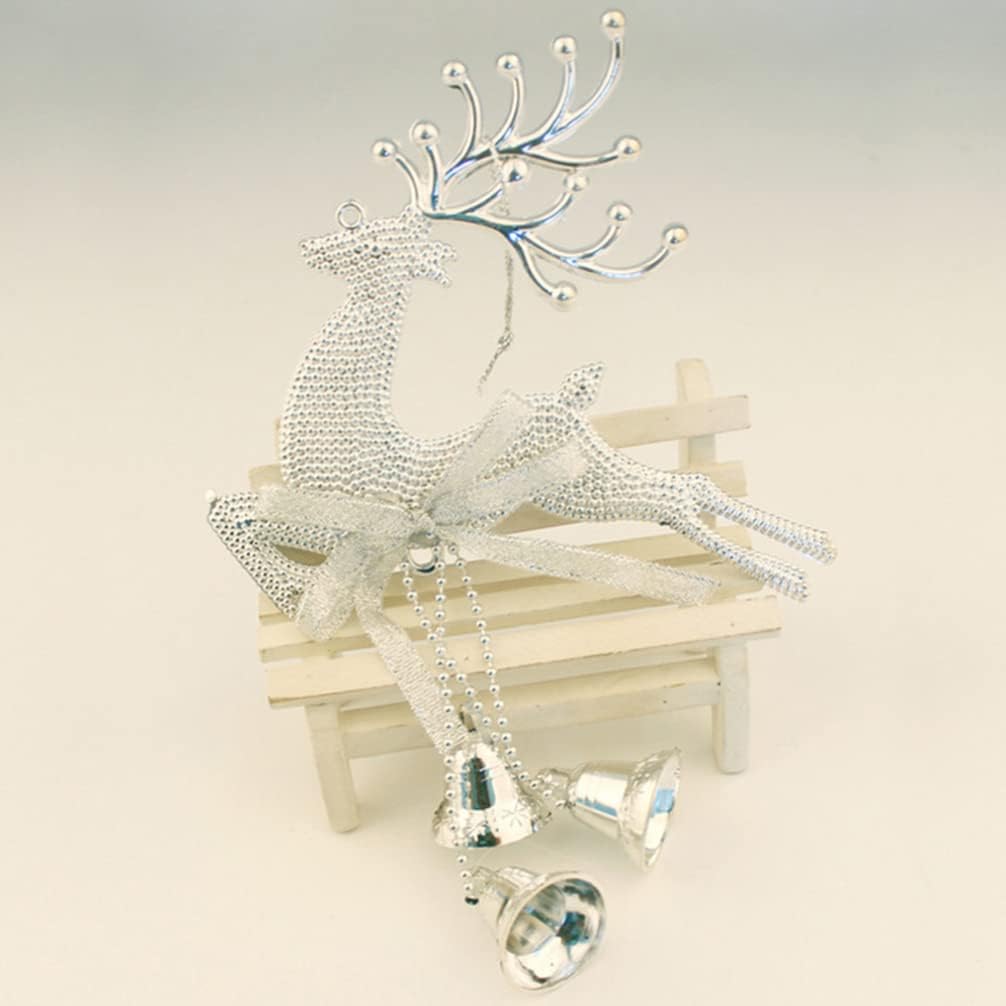 6pcs Christmas Tree Reindeer Bell Pendants Festive Ornaments for Holiday Decorations Lightweight Xmas Hanging Decor for Home Party and Photo Props
