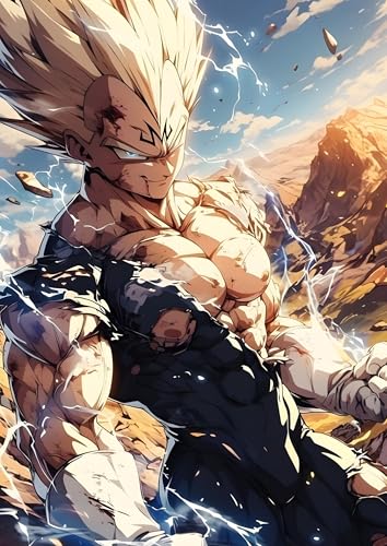 Image of NIJUKA Anime Printed A4 Size Metal sheet Poster For Home And Room Decoration | For Anime Art Fans Boys And Girls (SS 2 Magen Vegeta)