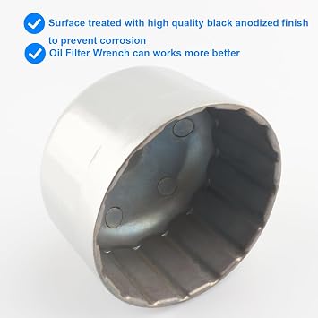 Oil Filter Wrench 86MM 16 Flute Compatible with BMW, Volvo - E60, E90, F10, F30, N52, N54, N55 - 320i, 325i, 328i, 335i, 528i, 535i, X1, X3, X5, XC90, XC70, S60, S80, More - for Cartridge Housing Cap