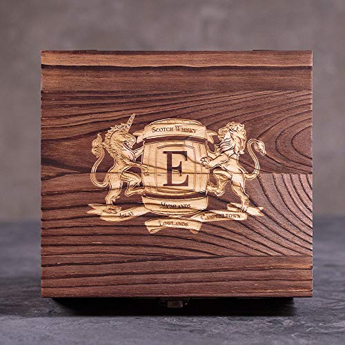 Personalized Scotch Connoisseur Crate by Man Crates – Includes Personalized Wooden Storage Box, 2 Crystal Tumbler Scotch Glasses, Single Malt Scotch Caramels & More – Drinking Gift For Men