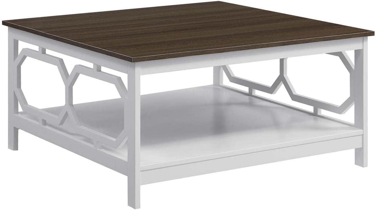 Convenience Concepts Omega Square 36" Coffee Table, Driftwood Top / White Frame