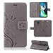 Produktbild betterfon Handyhülle für Motorola Moto G9 Play/Moto E7 Plus Hülle Flip Cover Etui Schutzhülle mit [Standfunktion] [Kartenfächern] für Moto G9 Play/Moto E7 Plus Blume Grau