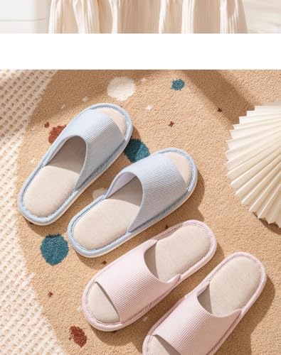 Linen Cotton Slippers for Women - Quick Dry Open Toe Slides, Soft Breathable Non-Slip for Bedroom Shower, Cozy Holiday Indoor Gifts for Couples & Parents4