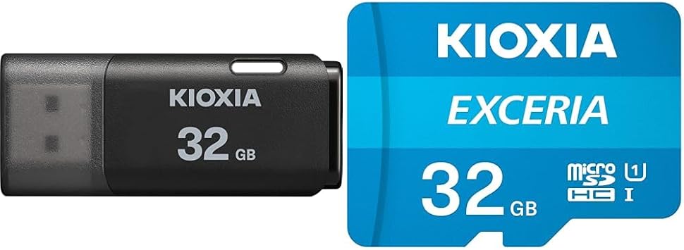 KIOXIA KLMEA032G Former Toshiba Memory USB Flash Memory, 32 GB, USB2.0, Made in Japan, Domestic Support, Genuine Product KLU202A032GK + MicroSD, 32GB UHS-I Class 10 Max Reading Speed 100MB/s
