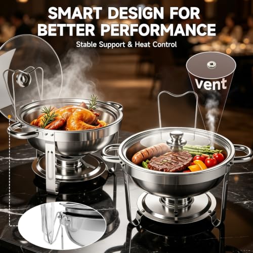 4 Pack, 5QT Stainless Steel Round Buffet Servers - image 4