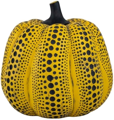 LXCMV Yayoi Kusama Style Polka Dot Pumpkin Decoration, 7.3 x 7.9 inches, 4 Color Options (Yellow)