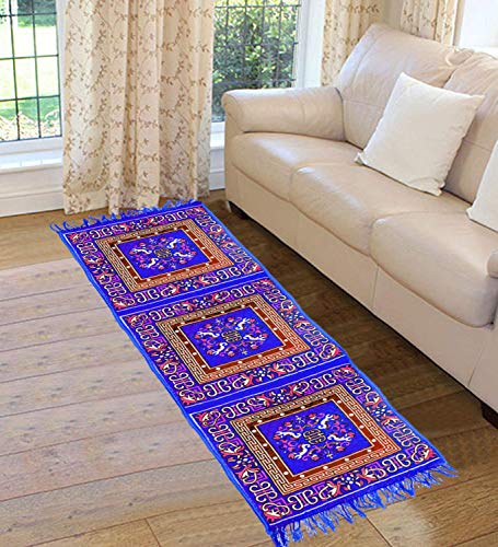 Image of Kuber Industries Velvet Bed Side Runner /Home /Kitchen /Living Area /Office Entrance and Multi Purpose Runner 6 Feet x 2 Feet (Sky Blue) - CTKTC045672