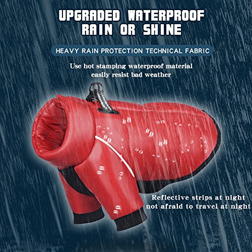 Mitili Dog Jacket For Small Medium Dogs With Dual D-Ring Collar, Dog Cold Weather Coats With Double Row Zip, Winter Waterproof Reflective Dog Vest Coat Clothes For Large Pet (Xx-Large, Red) #TOP2