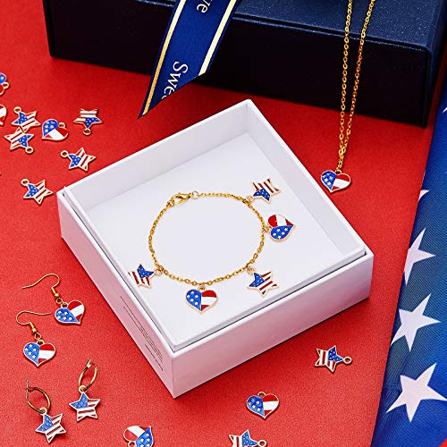 72 Pieces American Flag Alloy Charm Pendant Independence Day 4Th Of July Patriotic Enamel Charm Ornament Star Heart Shaped Charm Gold Plated Dainty Pendant For Diy Decoration Jewelry Bracelet Necklace #TOP3