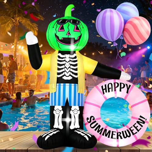 Aufblasbare Halloween-Poolfigur mit Kürbiskopf und LEDs – Produktansicht 1