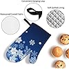 Oven Mitts and Pot Holders Sets of 4 Snowflake Blue Winter Christmas Kitchen Potholder Gloves Heat Resistant Non-Slip for Chef Baking Cooking Grilling BBQ Mittens