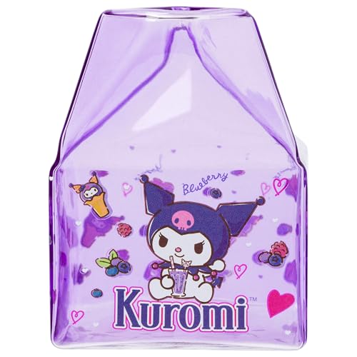 Image of Silver Buffalo Sanrio Hello Kitty and Friends Glass Milk Cup Featuring Kuromi, 11.9 Ounces