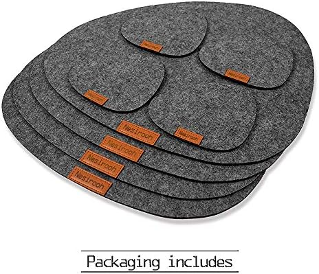 Nesirooh Felt Placemats and Coasters Set of 8, Felt Table Mats and Coasters, Non Slip Heat Resistant Washable, Cobblestone Style Place Mats for Dinner Party Home Gathering