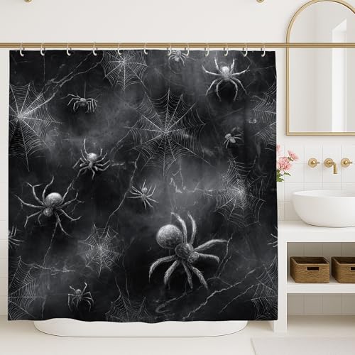 Tenda da doccia con ragno, decorazione per il bagno di Halloween, stile gotico, moderno, impermeabile, con ganci, 274 x 183 cm