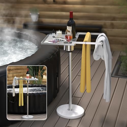 KES Handtuchhalter Outdoor für Whirlpool, Höhenverstellbar Handtuchständer Edelstahl mit 2...