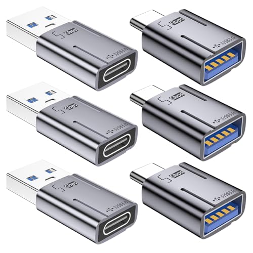 AreMe - AreMe USB C Adapter (6 Pack), USB Male to USB C Female Adapter, Type C to USB 3.0 Converter Connector