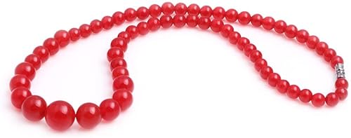 GEM-inside Collar de piedras preciosas de jade sueltas 0.236-0.551 in graduado rojo suave cristal unisex 15"