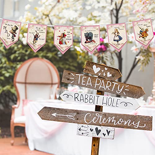 Vintage Style Alice In Wonderland Bunting Tea Party Floral Flag Banner Christmas Bunting Banner Girls Birthday Party Decorations Supplies Vintage Christmas Banner Retro Christmas Garland Xmas Bunting #TOP2