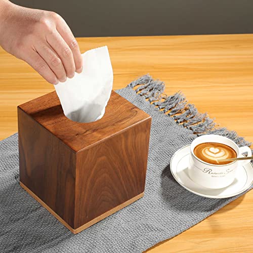 Maxgear Tissue Box Cover, Modern Paper Facial Tissue Box Holder Square Tissue Box Covers Wood, Decorative Tissue Box Walnut Tissue Box Holders For Bathroom, Bedroom,Dinner Table,Office 1 Pack #TOP6