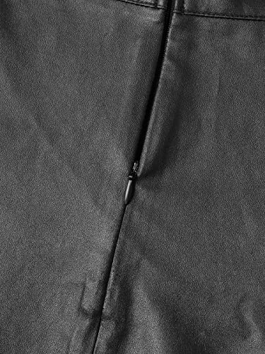 Celmia Women's Casual High Waist A-Line Leather Midi Skirt Flared Shiny Skater Skirt Black Small #TOP5