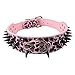 Beirui Sharp Spiked Studded Dog Collar - Stylish Leather Dog Collars - 2 Inch in Width Fit for Medium & Large Dogs - Such as Pitbull Mastiff - Black Rivets & Pink Leopard Leather,17-20"?
