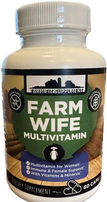 Farm Wife Multivitamin Womens #1 Multivitamin Non GMO Gluten Free Natural, Immune Support Heart Health Bone Support Energy Boost Female Support Hot Flash Urinary Support, 2 Small Capsules per Day