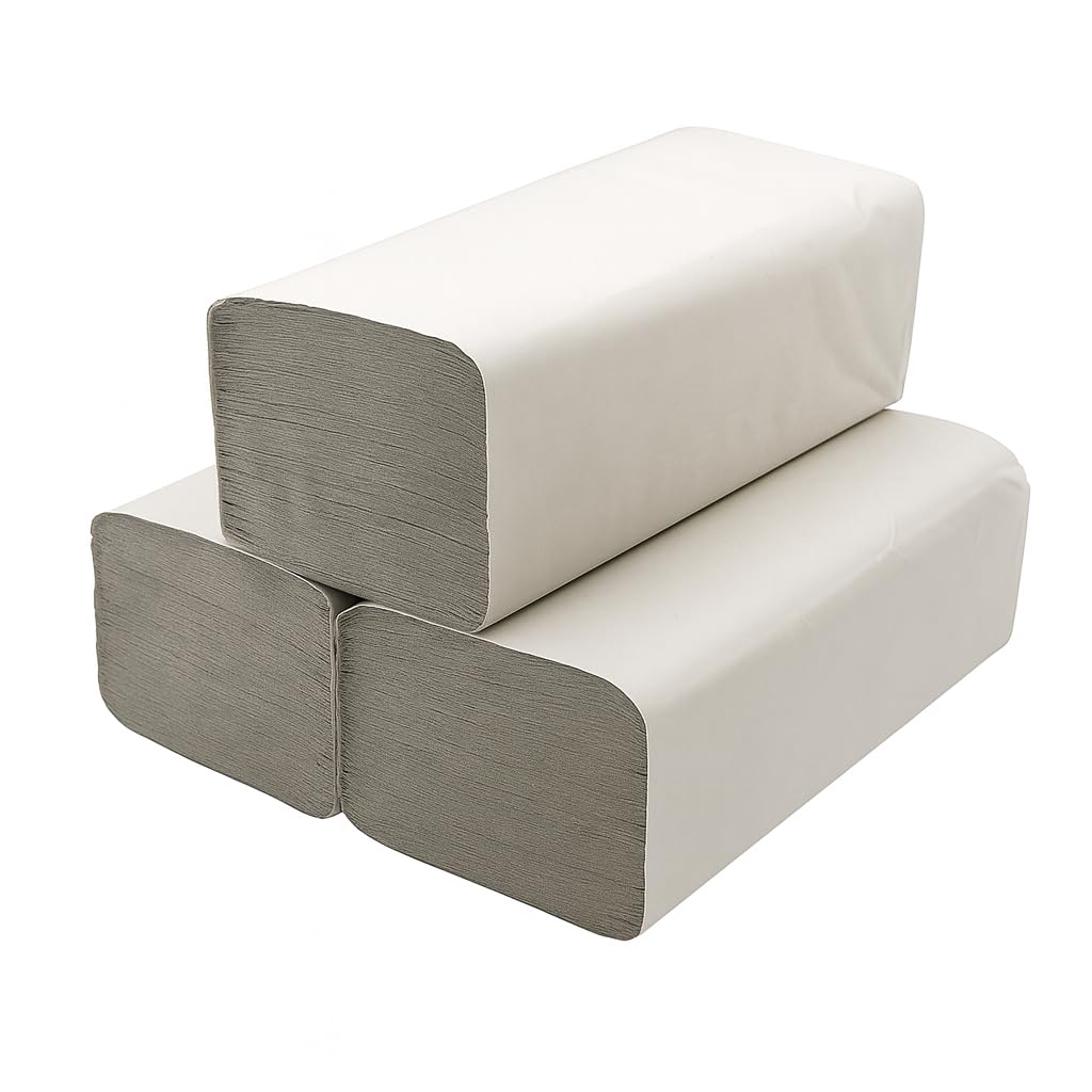 Papierhandtücher 25x23 cm V-Falz – 5000 Stück | 1-lagige Falthandtücher aus Recyclingpapier | Einweg Papierhandtücher für Spender | Großpackung für Büro, Werkstatt & Gastronomie – Enpack Pakla