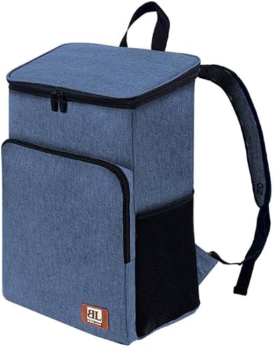 Generic Insulated Camping Backpack, 20L, Navy Blue, Double Shoulder Pack, Large Capacity Lunch Bag, Outdoor Picnic