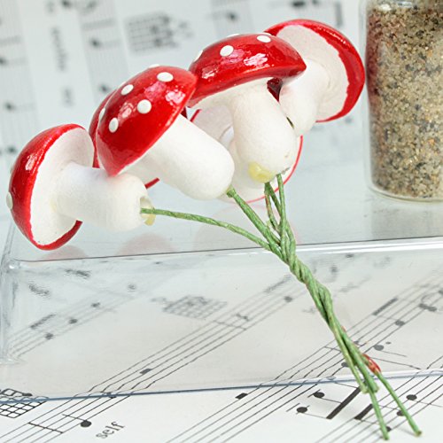 Meyer Imports Red - Large Cotton Spun Mushrooms - Set Of 10 - (218-0114) Wonderful World Of Spun Cotton Mushrooms! #TOP2