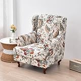 Highdi Funda de Sillón Orejas Elástica Estampado Floral para Strandmon, Club (Flor De Lujo)