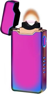Electric Lighter USB Rechargeable Plasma Arc Lighter, High Power Flame Torch Lighter Windproof with LED Battery Indication for Candle, Incense, Camping Gifts (Rainbow)