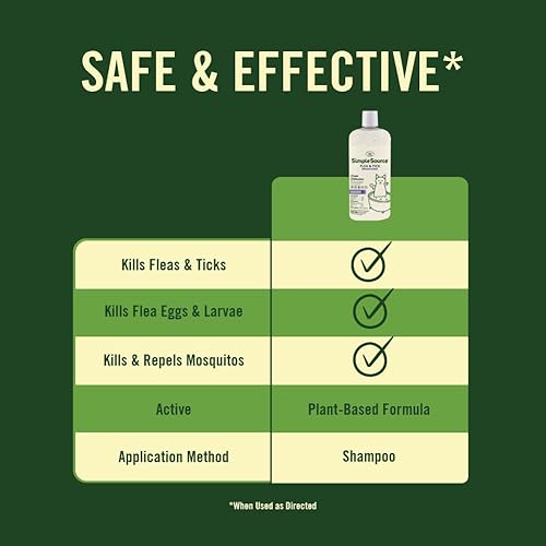 Miniatura 2 de SimpleSource Champú para pulgas y garrapatas para gatos, alimentado por plantas, mata pulgas, huevos de pulgas, larvas de pulgas, garrapatas y