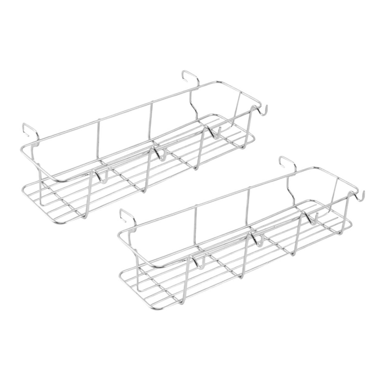 Abaodam 2Pcs Stainless Steel Grill Hanging Basket Sturdy Storage Rack for Barbecue Seasoning and Condiments for Outdoor Picnics and Grilling Accessories