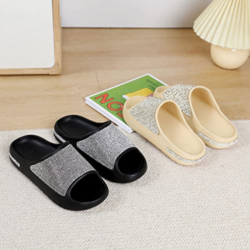 CKWLXQY Chinelos Cloud Slides para mulheres e homens, chinelos de almofada de diamante plataforma co