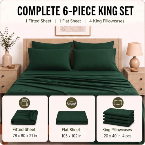 Image of CozyLux 6-Piece King Size Sheet Set, Fits 18-21 Inch Mattresses, Oeko-TEX