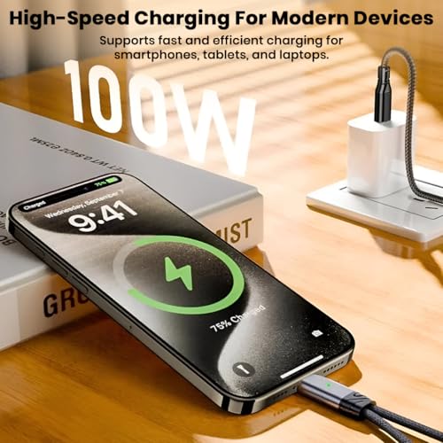 Image of AUDIOCULAR D19 USB C to USB C and 3.5mm Audio Adapter, 100W PD Fast Charging, Integrated DAC Chip, Type C Headphone Jack Converter with Mic Support for Smartphones Tablets and Laptops (Grey)