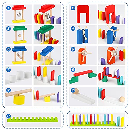 Juego de tren magnético con dominós de madera para niños miniatura 7