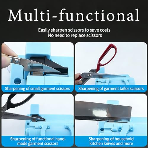 Afilador de Tijeras eléctrico, máquina afiladora de Cuchillos de 4500 RPM con Rueda de Diamante, Ideal para Tijeras de Sastre y Tijeras de Tela, Ropa y Cocina. (Blue)