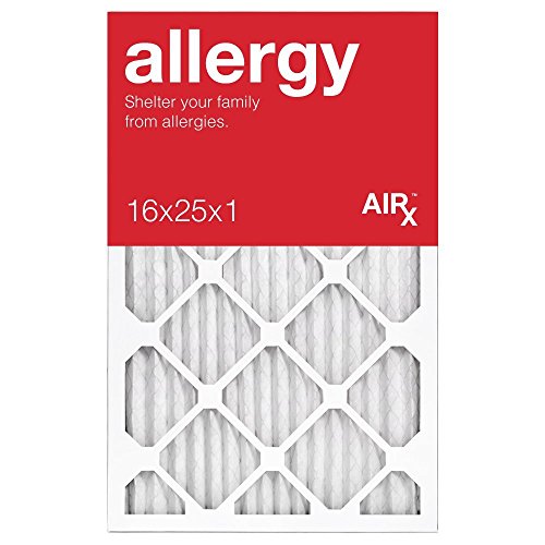 16x25x1 Air Filter ALLERGY by AIRx Filters MERV 11 Pleated 16x25x1 Furnace Filter for HVAC Systems - Made in the USA - Box of 6