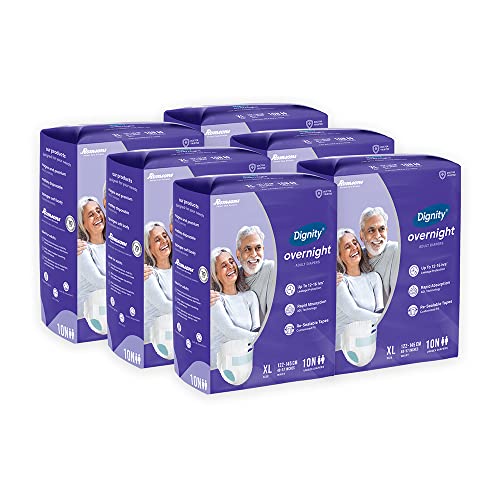 Image of DIGNITY Overnight Tape Style Adult Diapers - XL (60 Pieces) With Wetness Indicator and Leakage Protection Upto 12-16 Hrs.