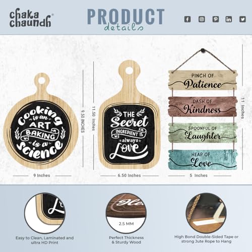 Image of Chaka Chaundh - Kitchen Plaque Quotes Wall Hanging Decor - Restaurant Quote Sign Boards Decor - Dining Quotes Sign Wall Plates Decor Items - Set of 6