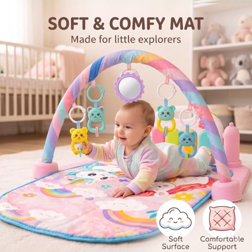 Image of StarAndDaisy Baby Play Gym with Musical Piano, Hanging Toys & Soft Play Mat, Infant Activity Gym for Tummy Time, Sensory Play & Early Learning, Baby Gym for 0-24 Months