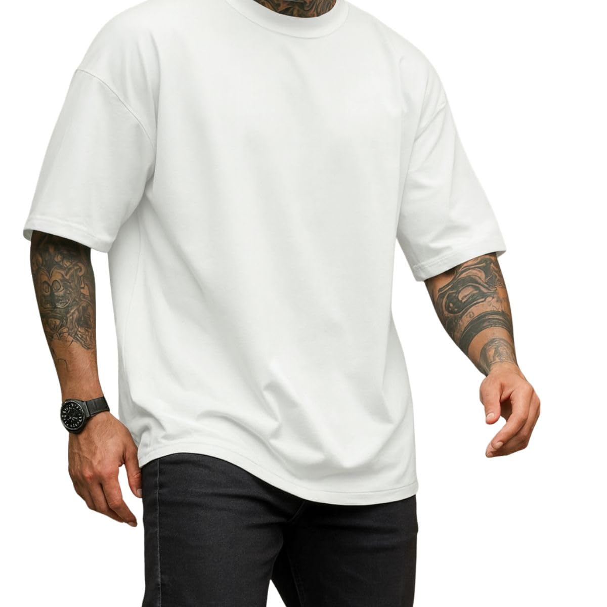 Camiseta Oversized Masculina Lisa Em Algodão Premium Gola Redonda e Corte Amplo