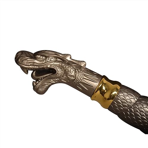 Miniatura 3 de Espada de dragón doble de acero inoxidable con soporte de exhibición para cosplay, colección 18.9 pulgadas