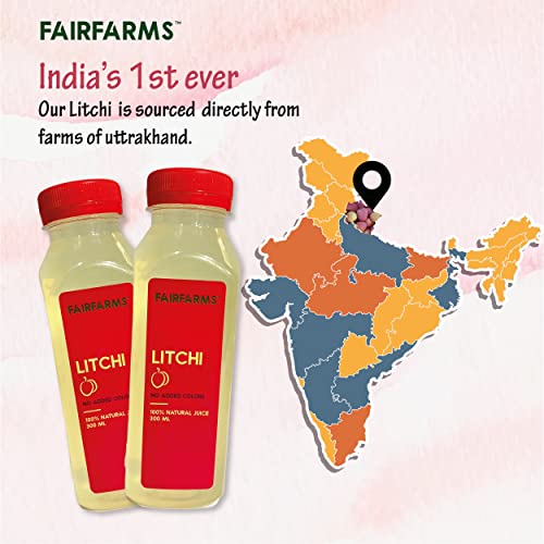 Image of Fairfarm Litchi Juice |No added colours, 0% Concentrate - Fresh and Tasty juice |Rich in Vitamin inchC inch & Fibre| FarmFresh - (Pack of 12 X 300ml)