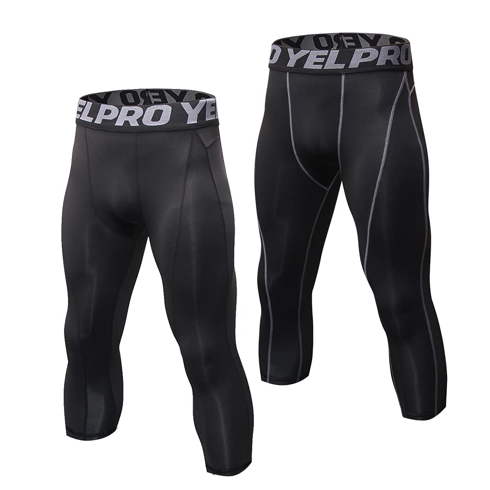 homgeel Men’s Leggings Fitness Pants 2 Pairs Pack Quick Dry Workout Sports Tight Trousers Base Layer Basketball Training-picture-22