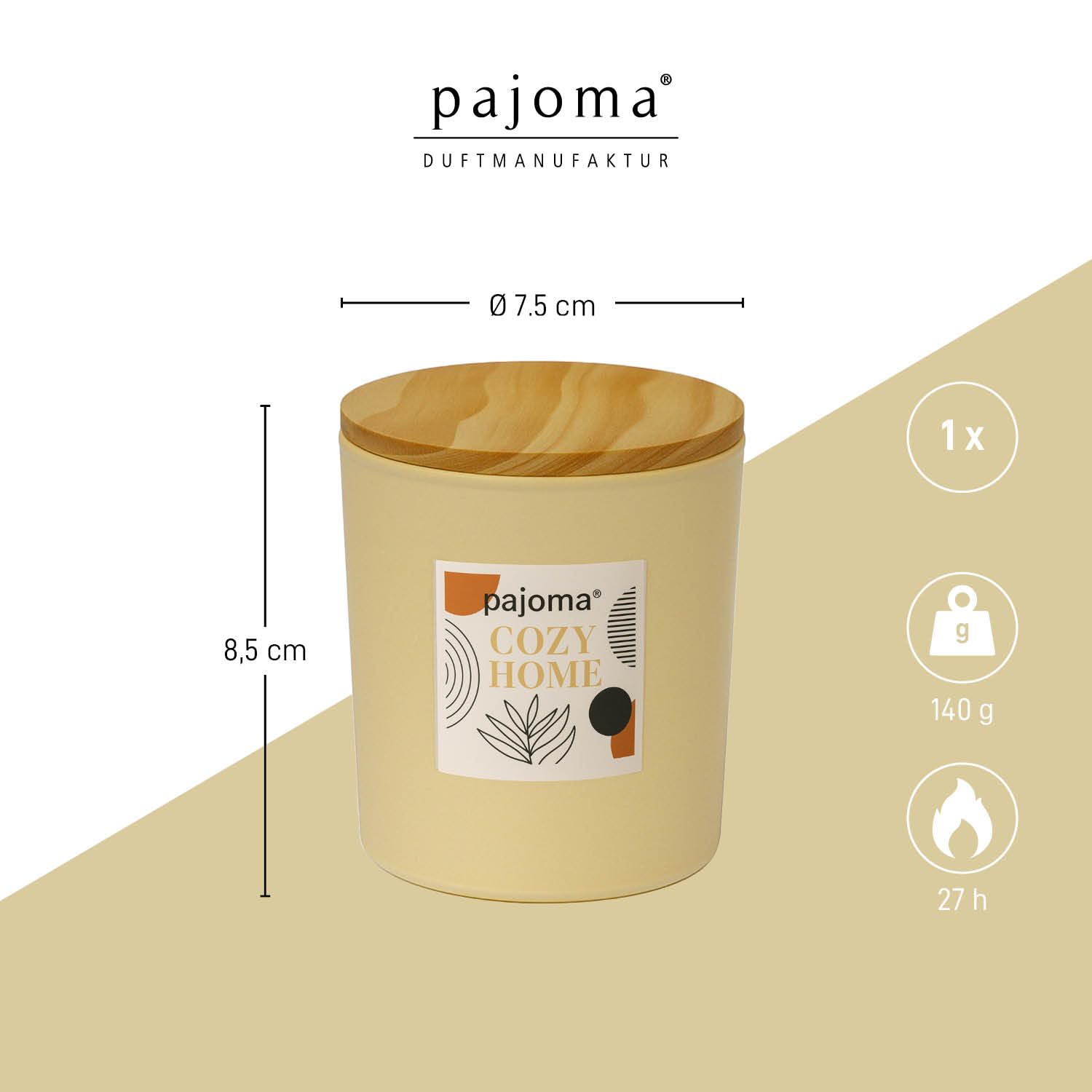 Pajoma® Duftkerze Cozy Home Im Glas 140 G – Mit Bambusdeckel, 27 Std. Brenndauer – Noten Von Bergamotte, Lavendel & Vanille – Luxuriöse Deko & Geschenk Bergamotte Lavendel Vanille Duft
