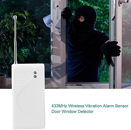 Kafuty Bezprzewodowy czujnik alarmu wibracyjnego wykrywacz okien drzwi do systemu włamywacza do domu kompatybilny ze wszystkimi rodzajami alarmów, wysoka czułość i niezawodność itp. (biały)