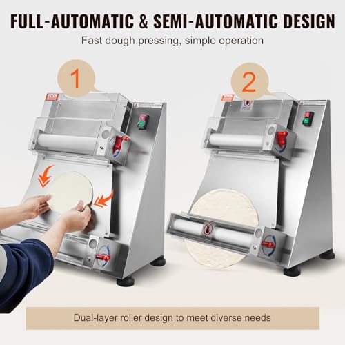 Vevor PIZZA DOUGH ROLLER SHEETER 390W Pizza Dough Roller Sheeter, 3-15 Inch Automatic Commercial Pizza Press thumb #4